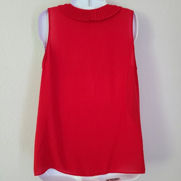 Banana Republic Red Sleeveless Ruffle Front Blouse Size M Women's - Picture 3 of 10